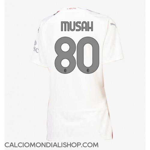 Maglie da calcio AC Milan Yunus Musah #80 Seconda Maglia Femminile 2023-24 Manica Corta